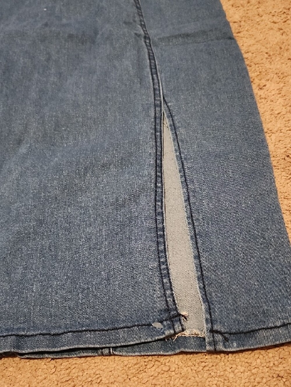 Denim Midi Dress with Front Zip and Side Slit - Picture 2 of 6